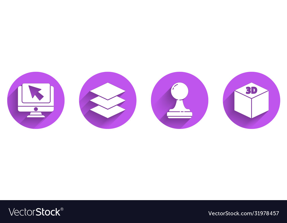 Computer-Monitor und Cursor Schichten Stempel einstellen vector image Computer-Monitor und Cursor Schichten Stempel einstellen