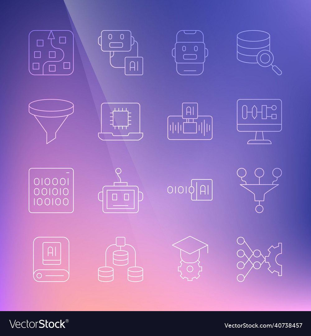 Set line neural network funnel filter algorithm vector image Set line neural network funnel filter algorithm