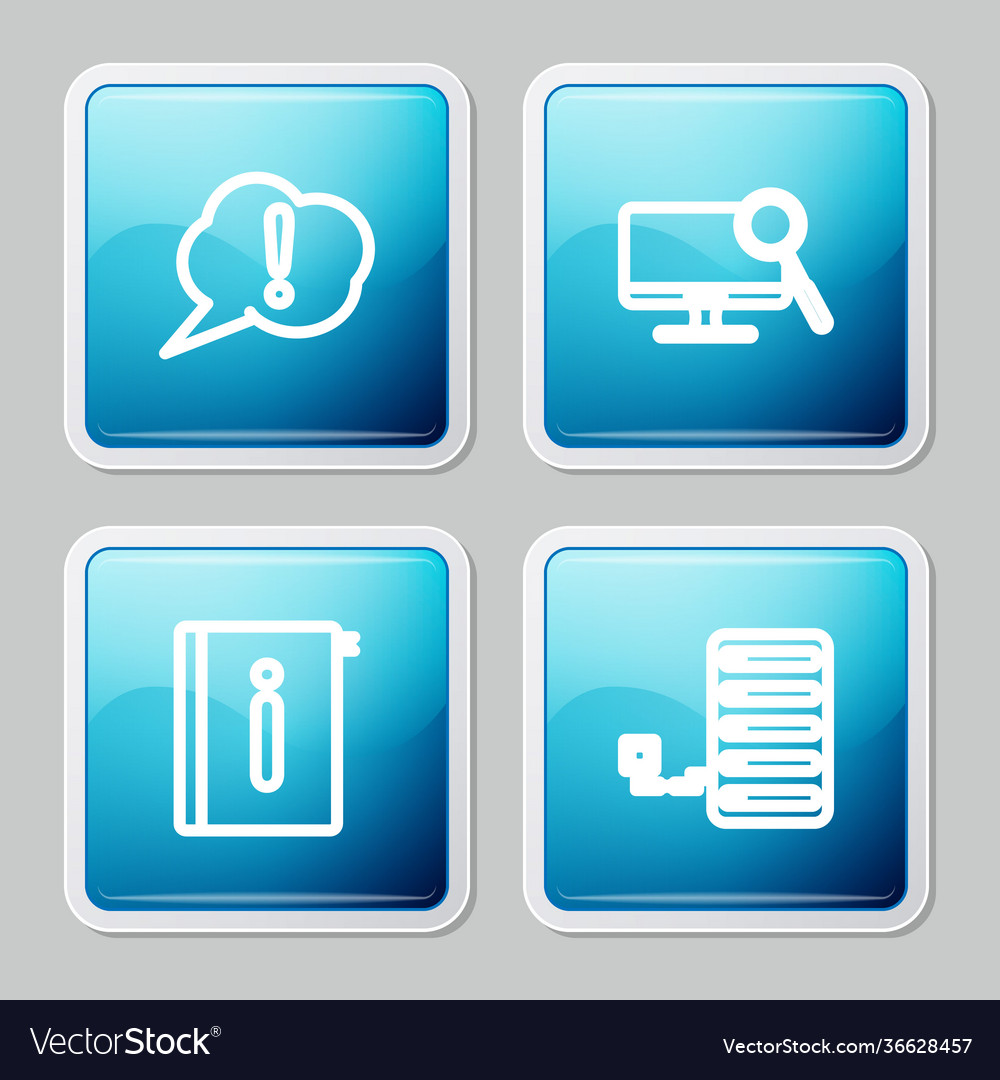 Set line speech bubble exclamation computer vector image Set line speech bubble exclamation computer