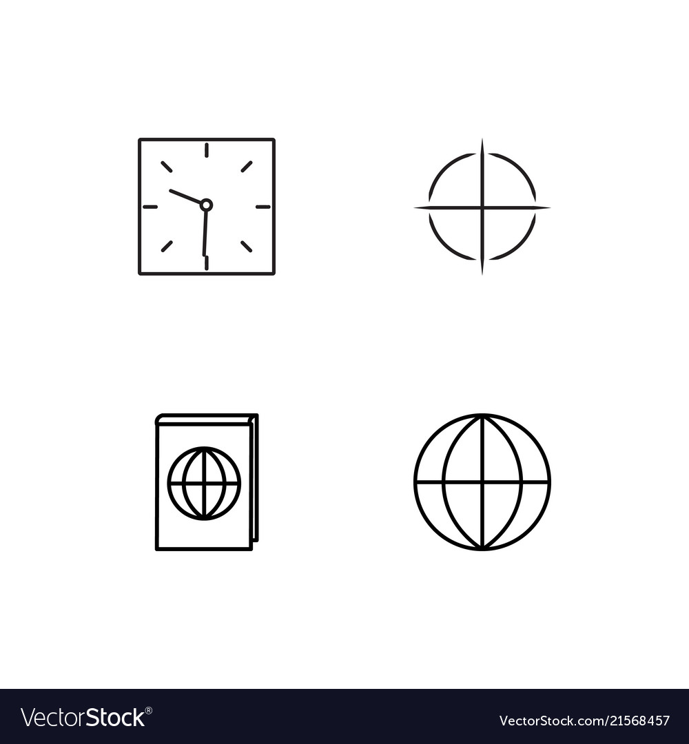 Time linear icons set simple outline