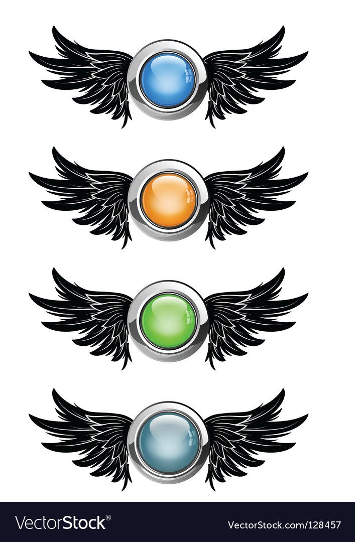 Winged round buttons