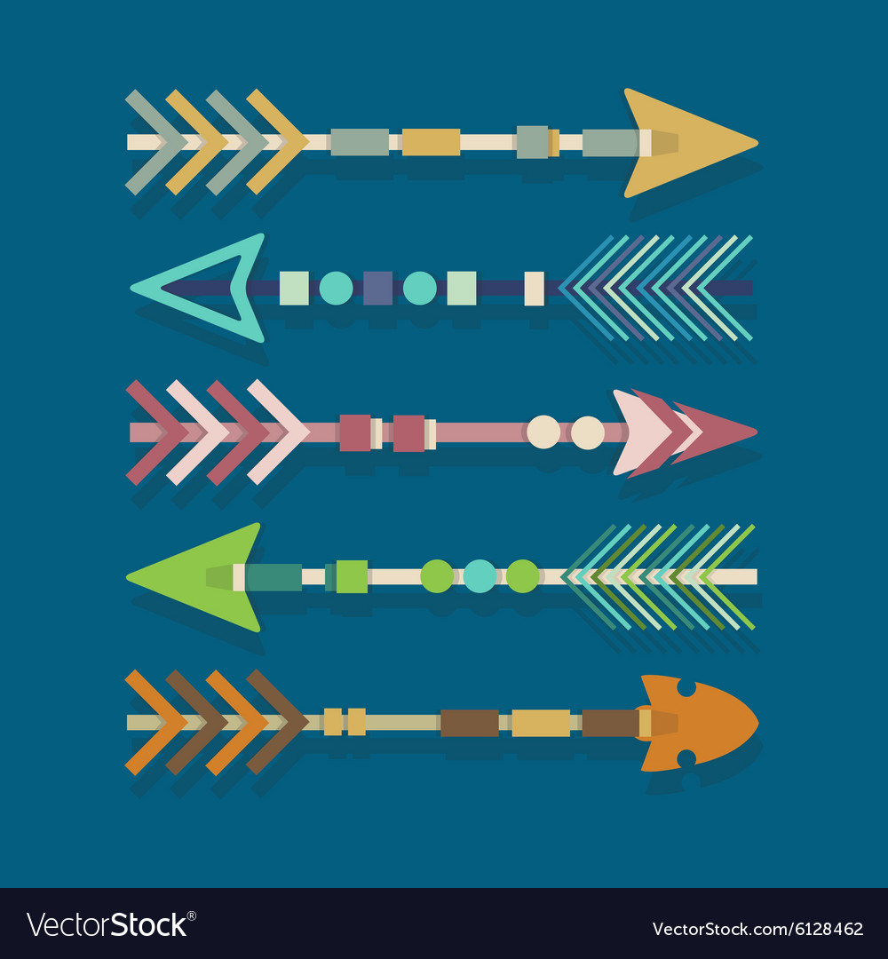 Abstract close up of aztec arrows icons set