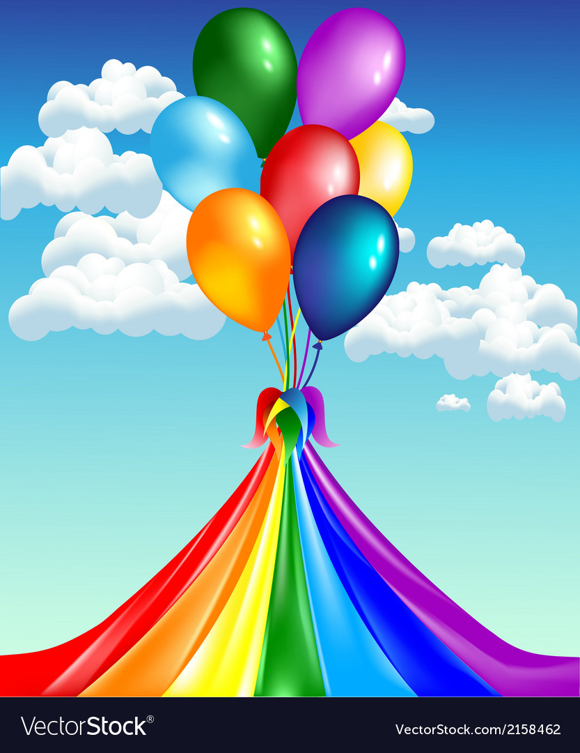 Balloons with rainbow