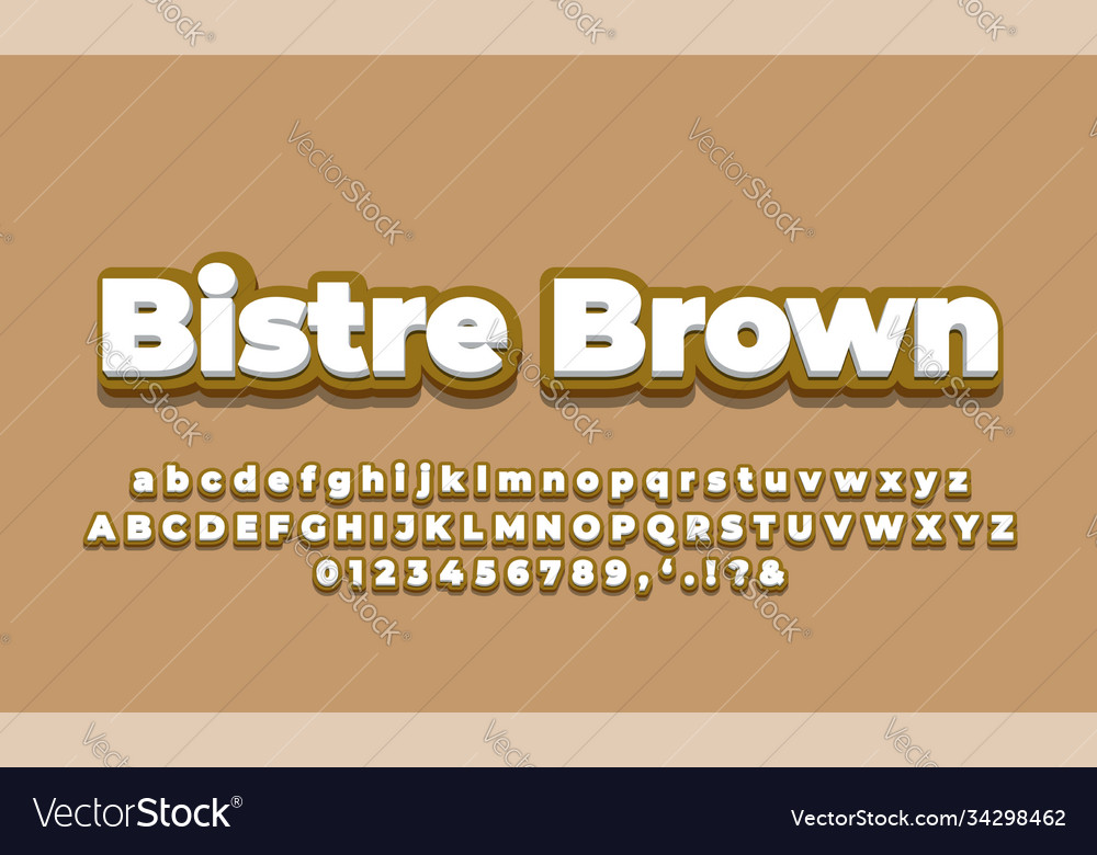 Brown soft white 3d font effect or text styles