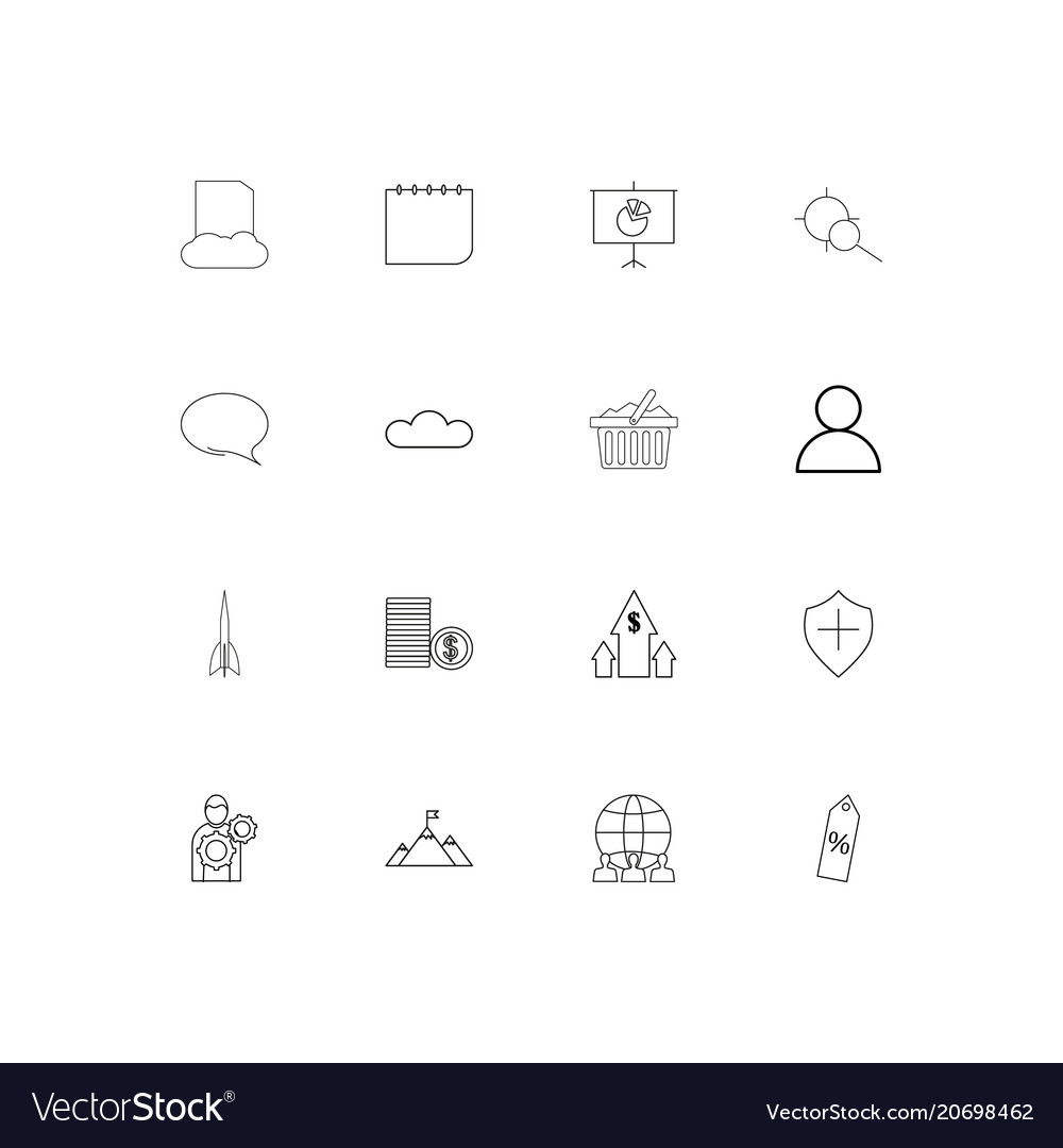 Business simple linear icons set outlined