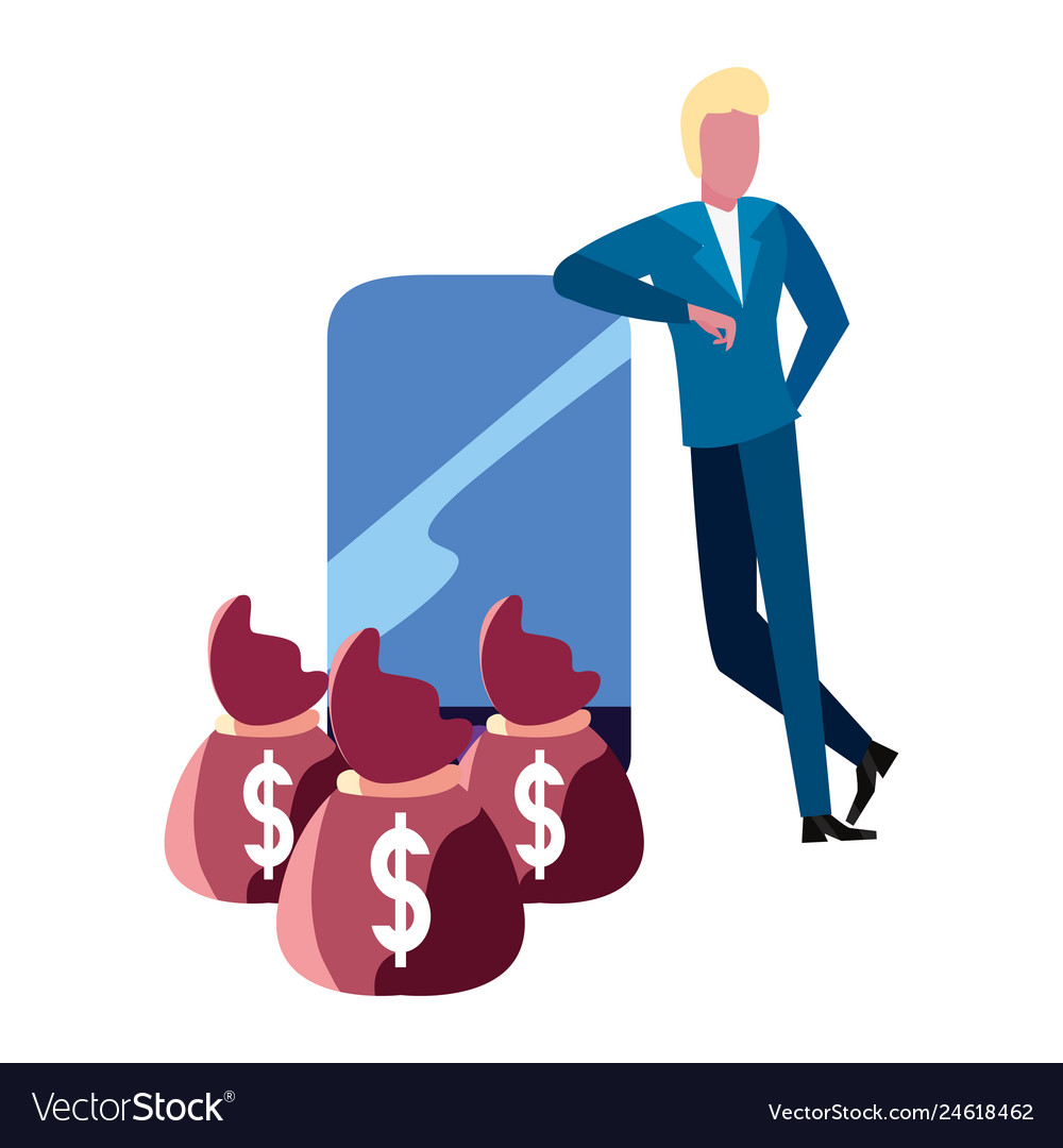 Businessman money bank Royalty Free Vector Image