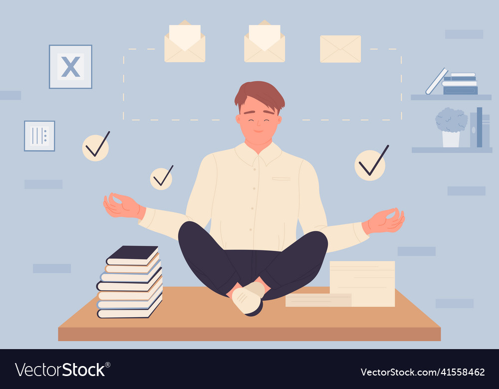 Businessman oder Student meditieren in Yoga Lotus