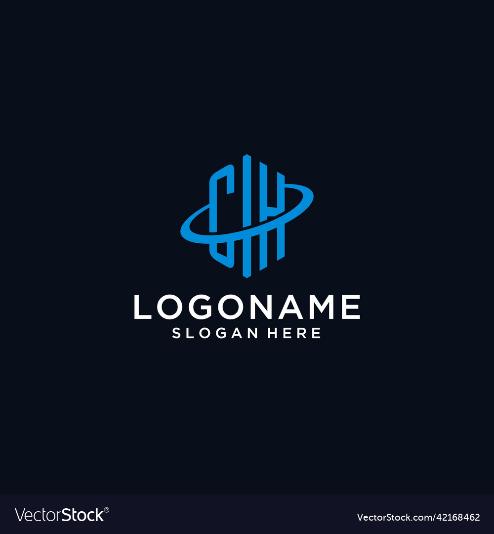 Ch initial monogram logo with hexagonal shape Vector Image Ch initial monogram logo with hexagonal shape