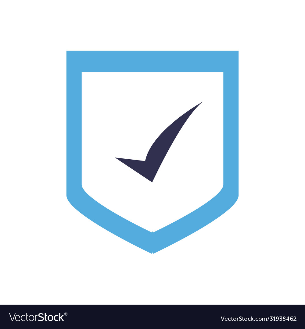 Check mark on shield flat style icon design