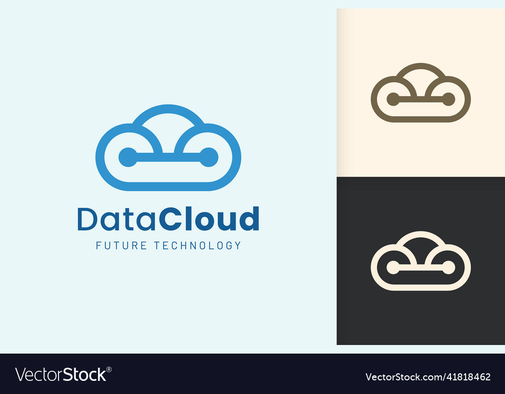 Cloud or data logo in modern style with blue color