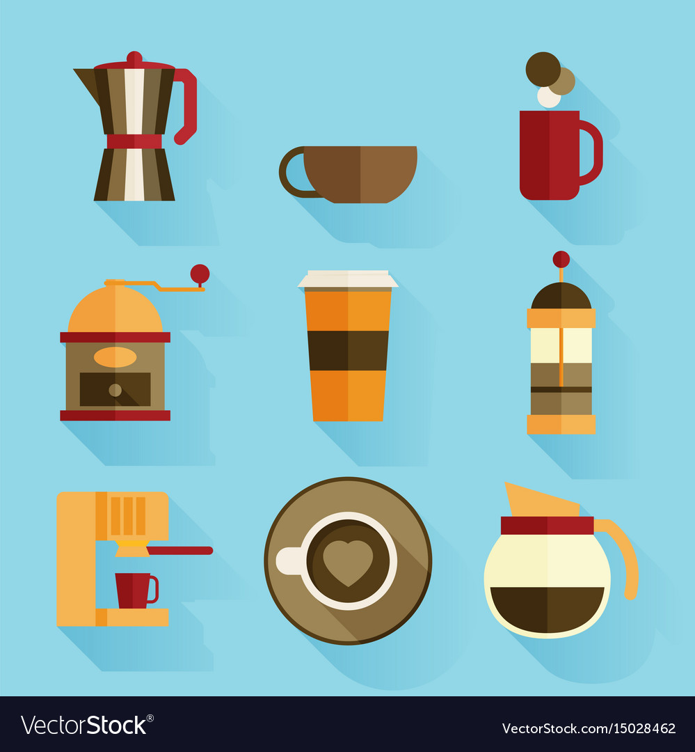 Kaffee Icons flaches Design