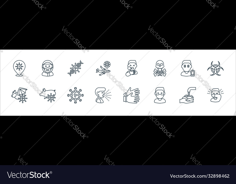 Coronavirus line icons linear set quality