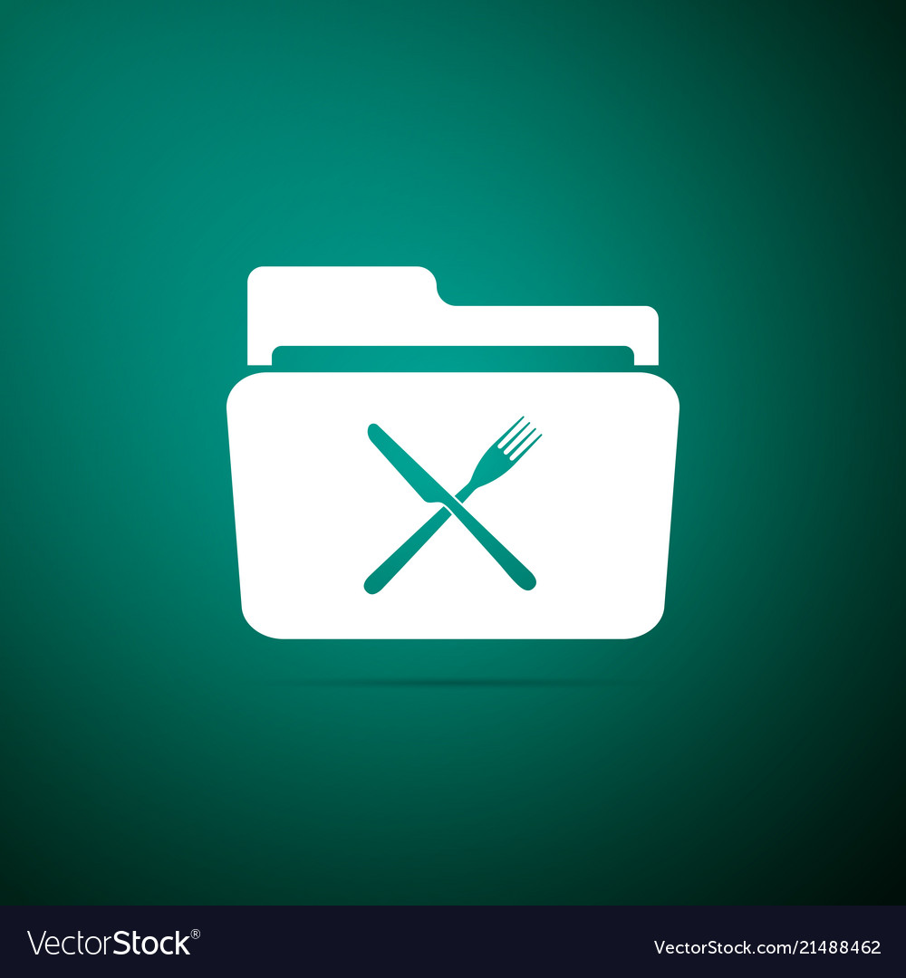 Crossed fork and knife over folder icon isolated vector image Crossed fork and knife over folder icon isolated