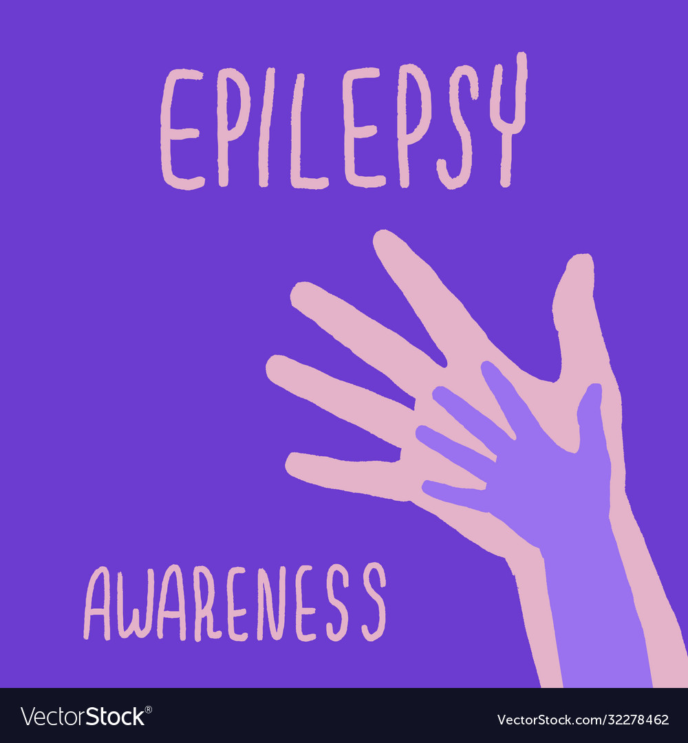 Epilepsy awareness text on purple backdrop Vector Image