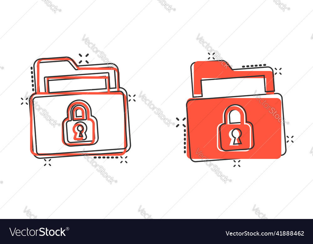 Files folder permission icon in comic style vector image Files folder permission icon in comic style