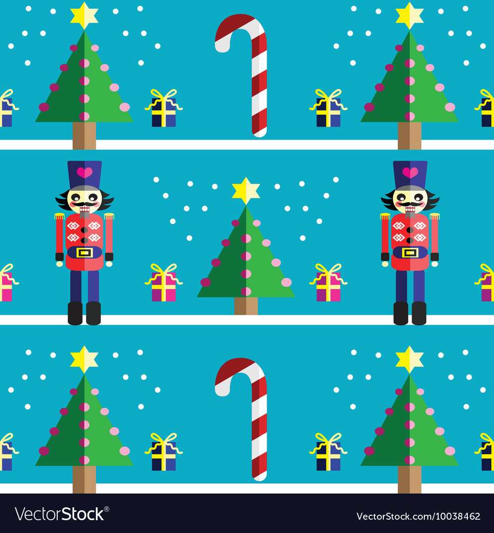 Geometric xmas pattern with nutcracker
