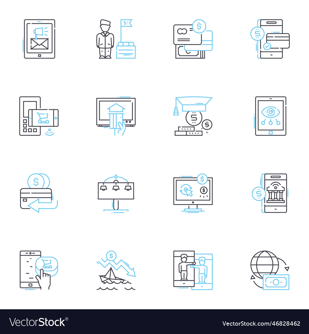Go on a shopping spree linear icons set splurge