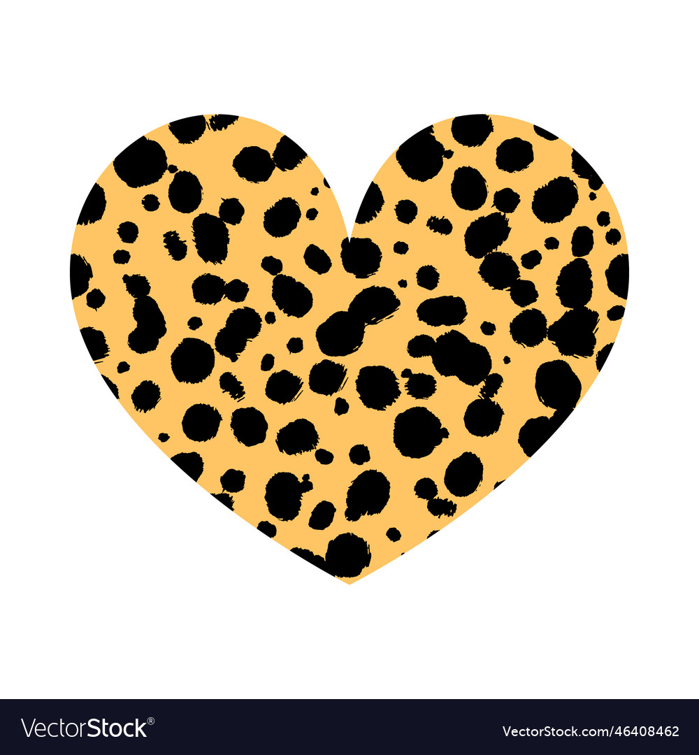 Heart shape with cheetah print texture abstract