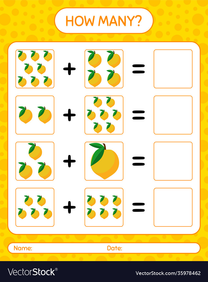 How many counting game with eggfruit worksheet vector image How many counting game with eggfruit worksheet