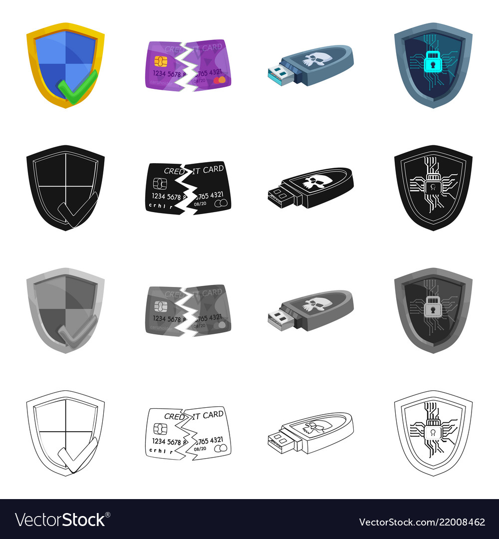 Isolated object of virus and secure logo vector image Isolated object of virus and secure logo