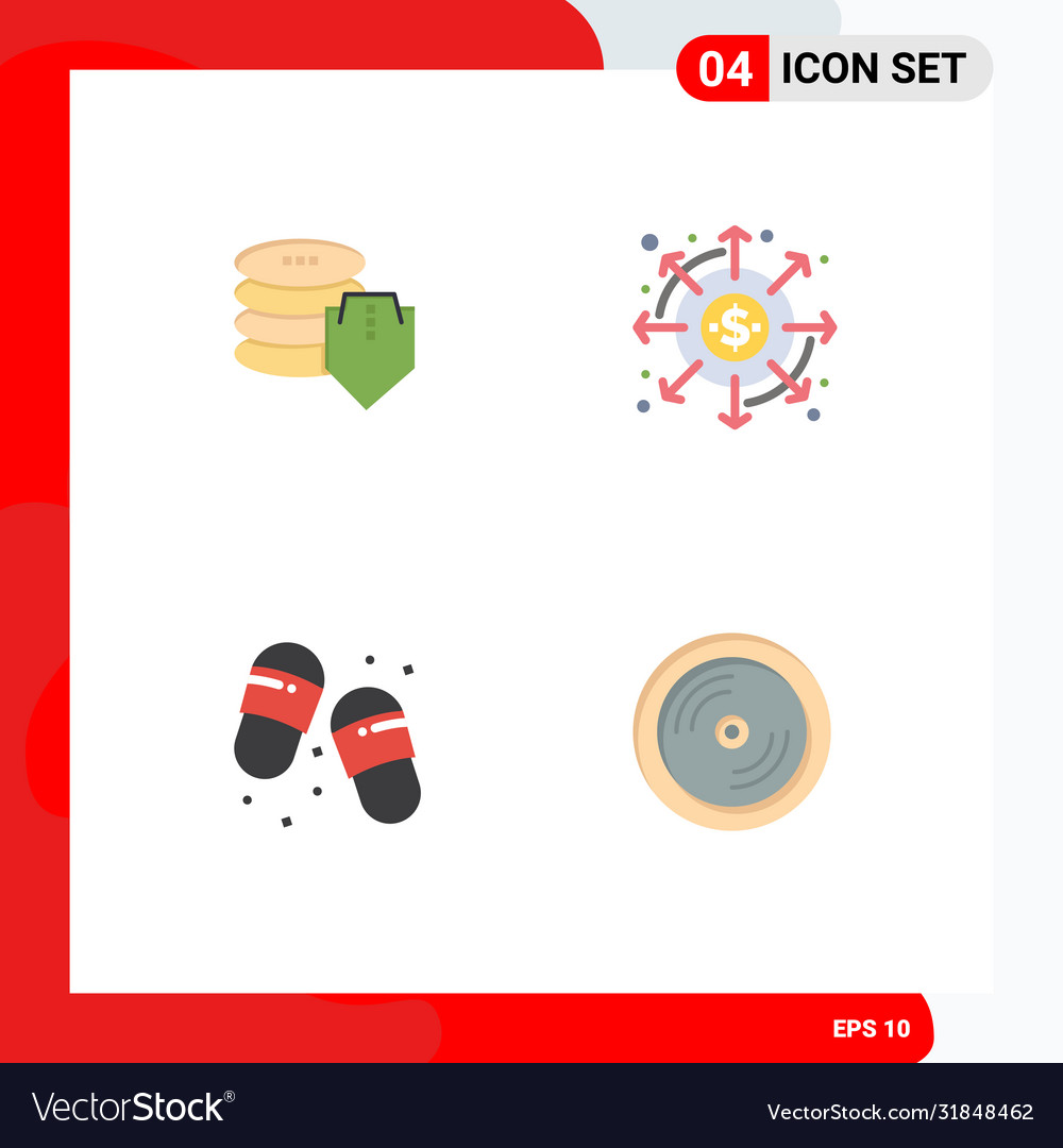 Pack 4 creative flat icons shield beach