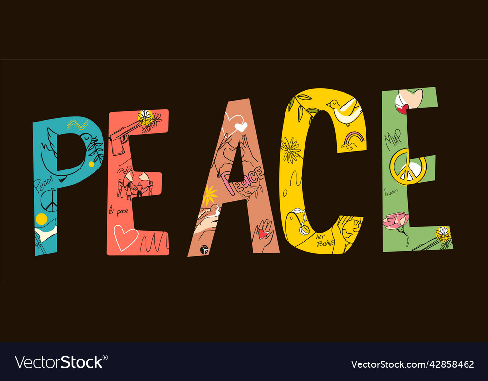 Peace text flat banner Royalty Free Vector Image