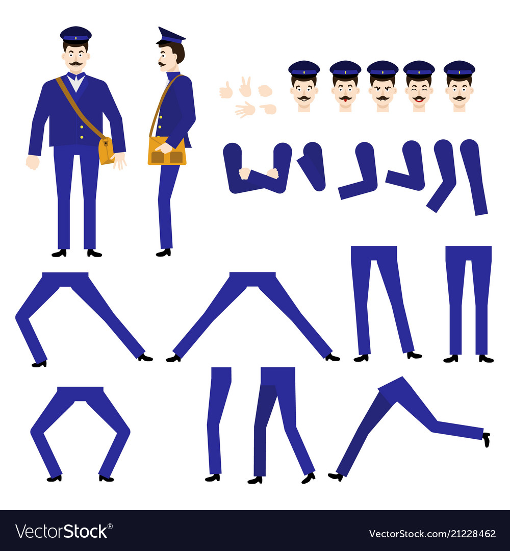 Postman Schöpfung Animation Set vector image Postman Schöpfung Animation Set