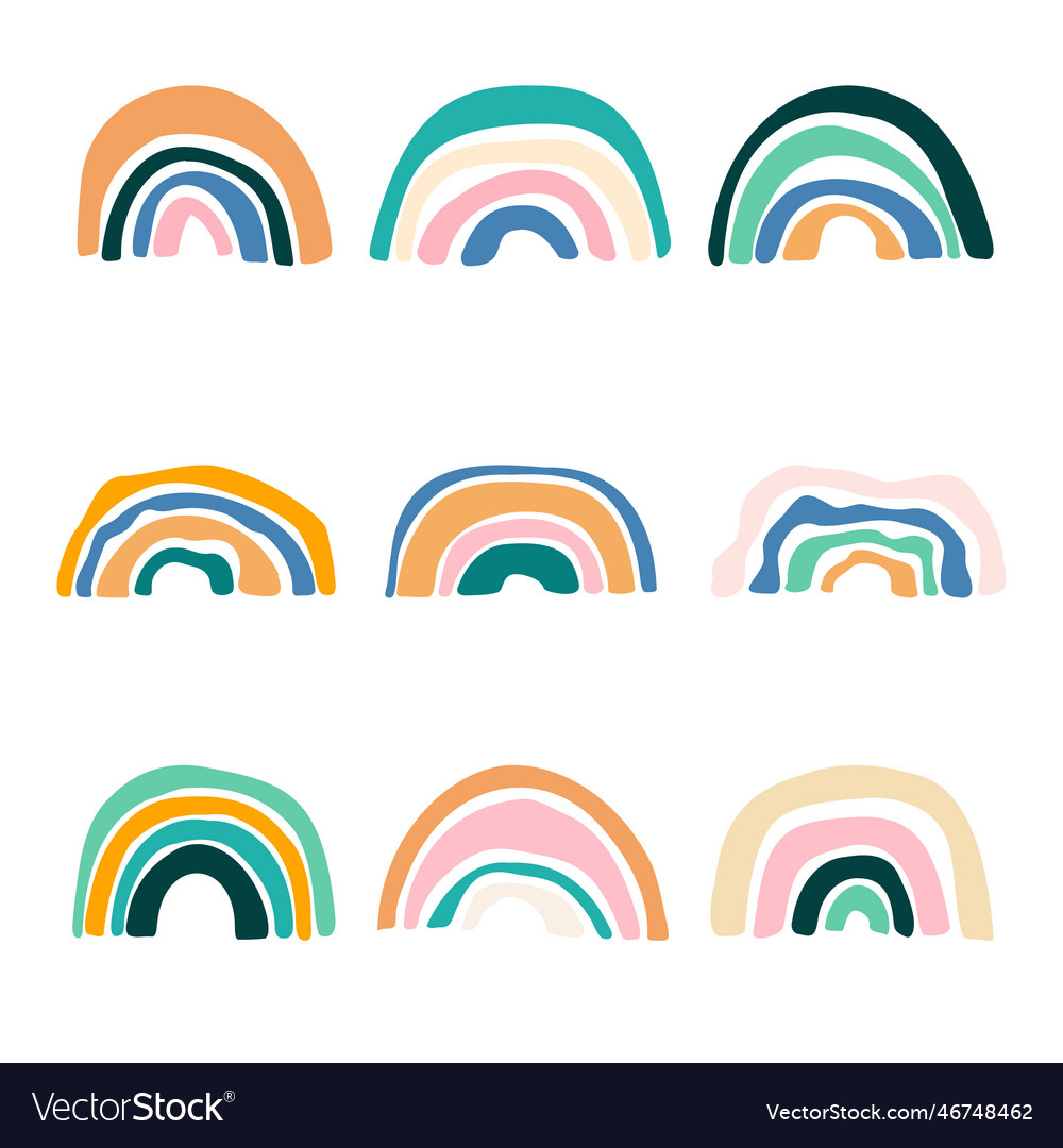 Scandinavian boho simple abstract rainbows set