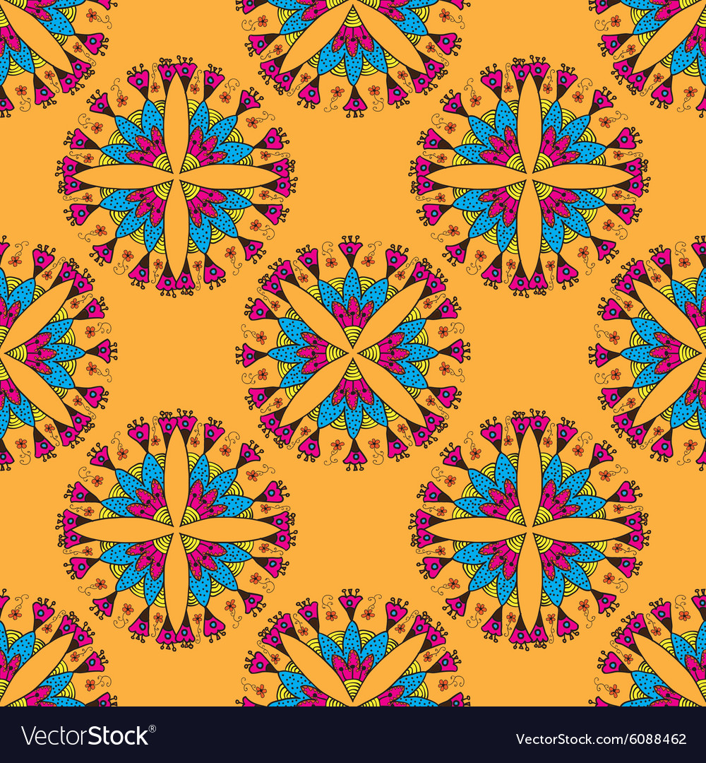 Seamless pattern with indian stylization lotus