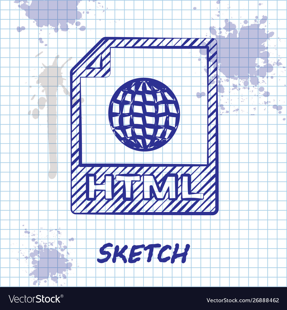Sketch line html file document download vector image Sketch line html file document download
