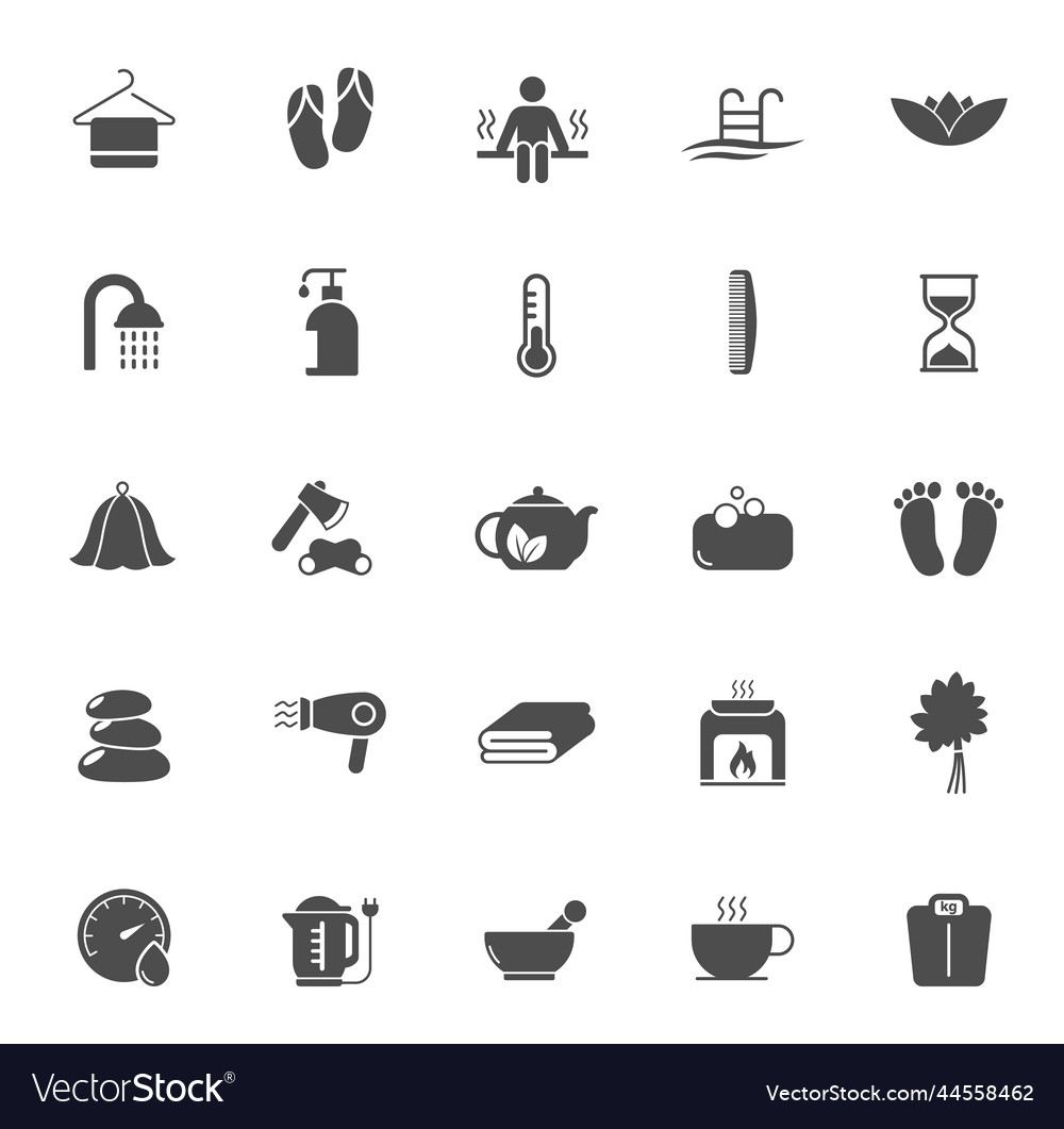 Spa and sauna silhouette icons