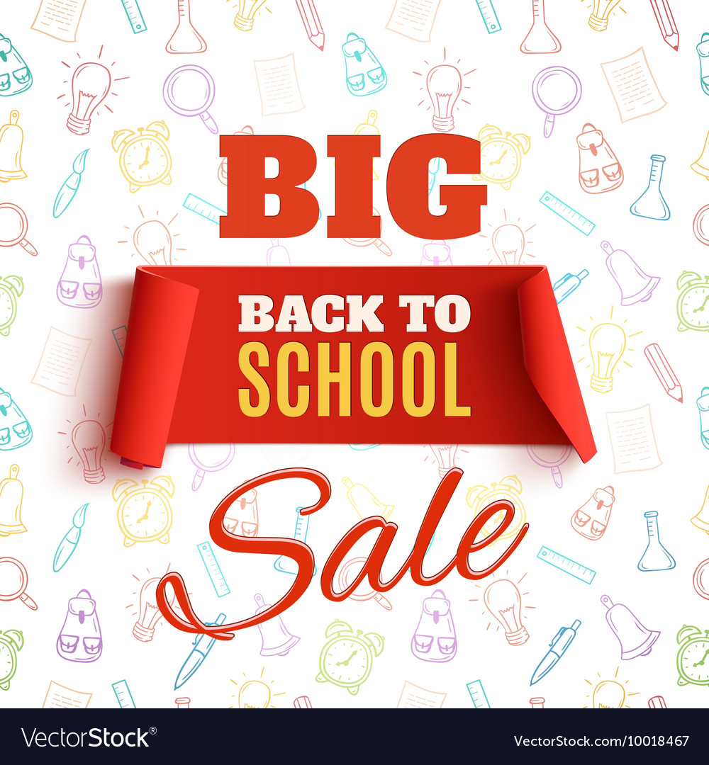 Back to school sale red banner Royalty Free Vector Image