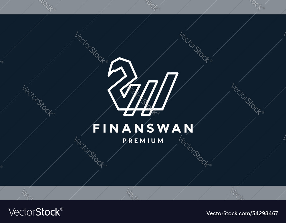 Bird swan or goose line finance logo design