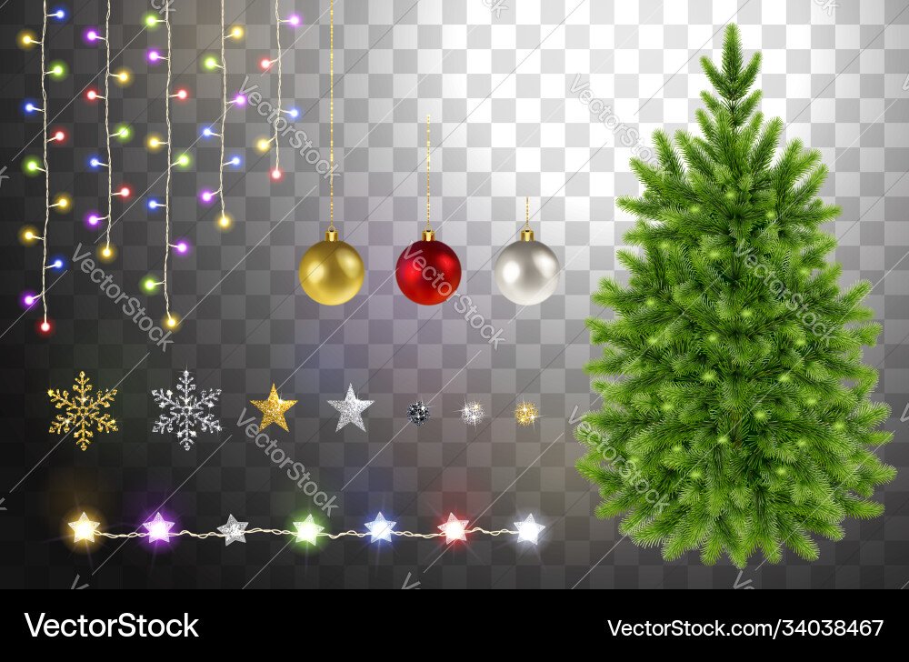 Christmas tree and decorative elements Royalty Free Vector