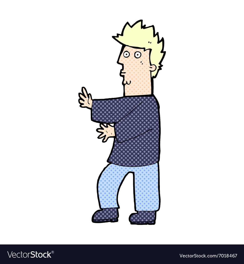 Comic cartoon nervous man waving Royalty Free Vector Image