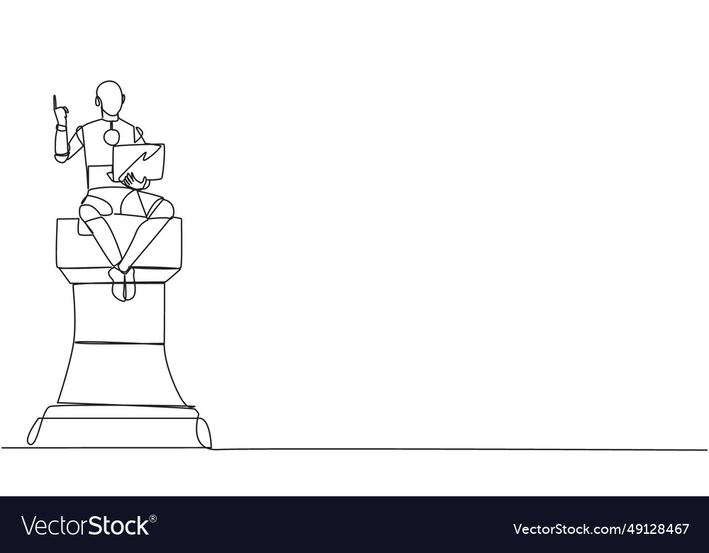 Continuous one line drawing robotic artificial vector image Continuous one line drawing robotic artificial