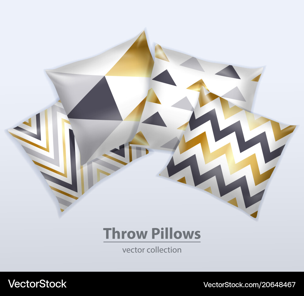 Decorative pillows patterns realistic set Vector Image