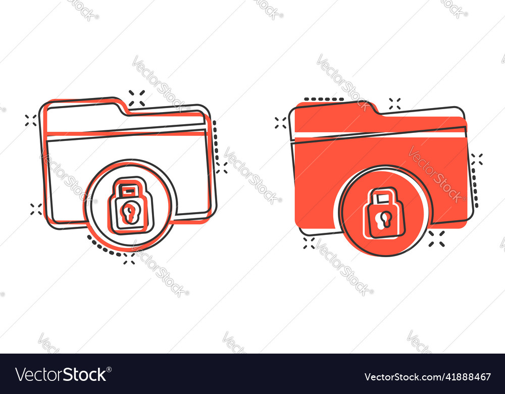 Files folder permission icon in comic style vector image Files folder permission icon in comic style