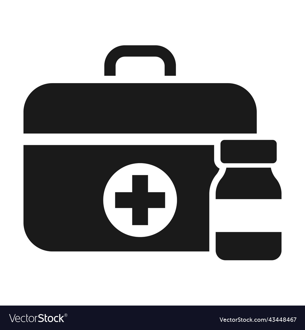 First aid kit and pill icon healthcare concept