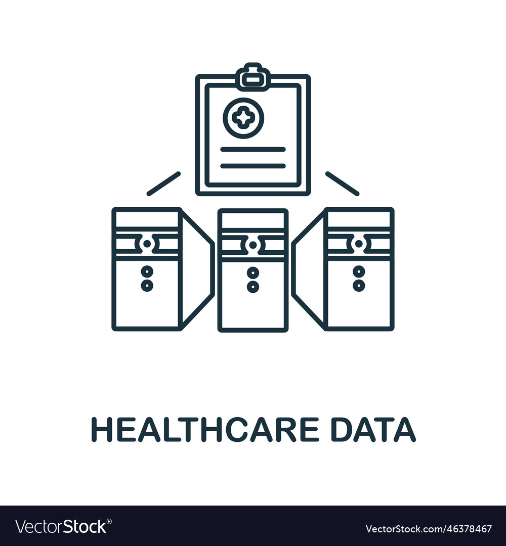 Healthcare data outline icon simple element from vector image Healthcare data outline icon simple element from