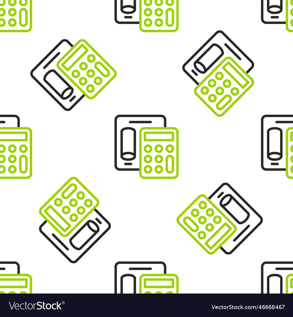 Line calculator icon isolated seamless pattern vector image Line calculator icon isolated seamless pattern