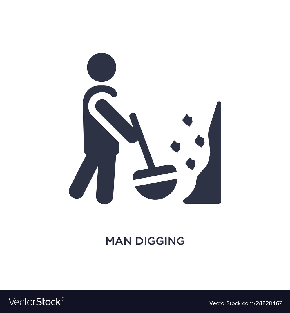 Man digging icon on white background simple vector image Man digging icon on white background simple