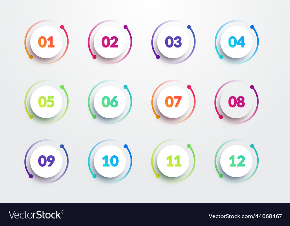 Modern Round Bullet Points Set Royalty Free Vector Image