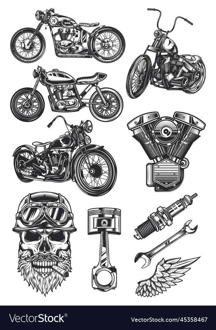 Original Motorcycle Set Royalty Free Vector Image