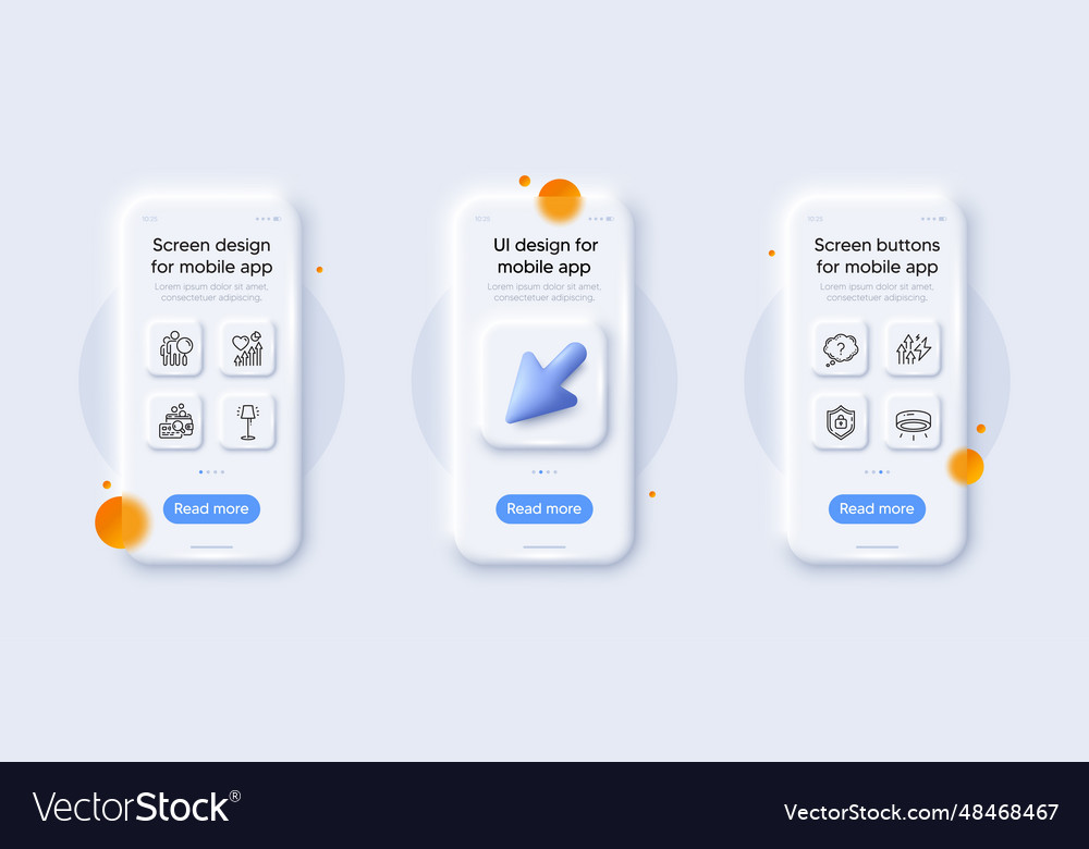 Question mark led lamp and stand line icons vector image Question mark led lamp and stand line icons