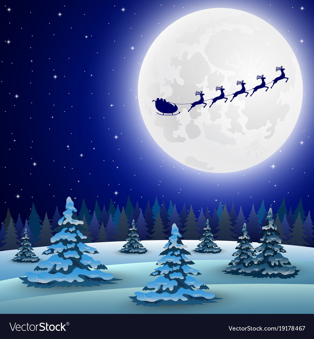 Reindeer in harness with sleigh santa claus Vector Image