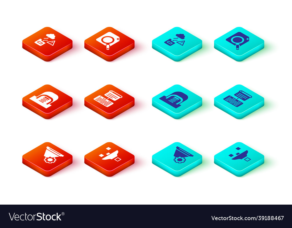 Set filter setting hangar with servers server vector image Set filter setting hangar with servers server