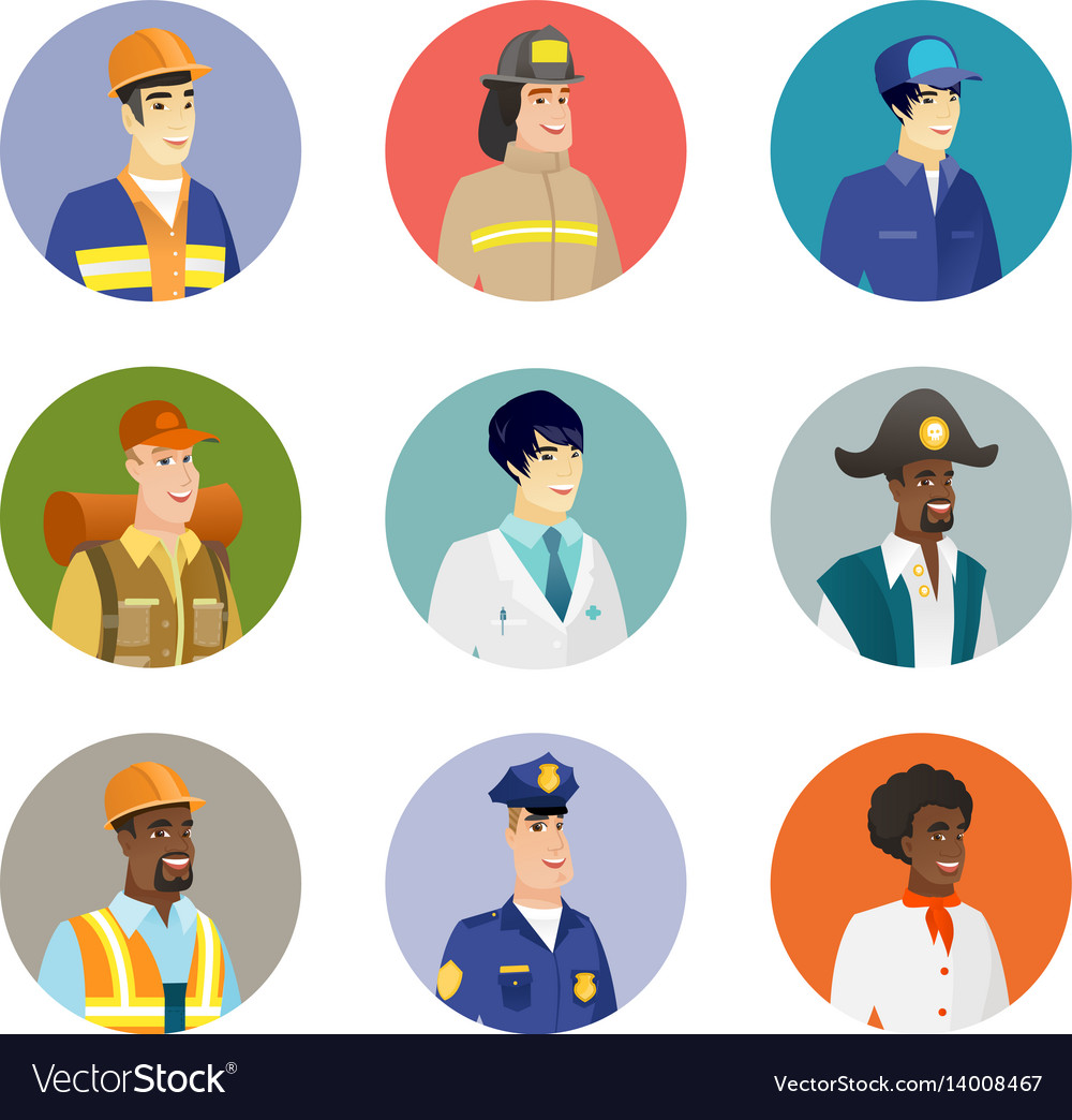 Set of characters different professions