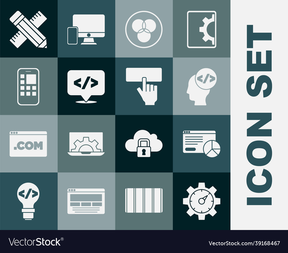 Set website statistic front end development rgb vector image Set website statistic front end development rgb
