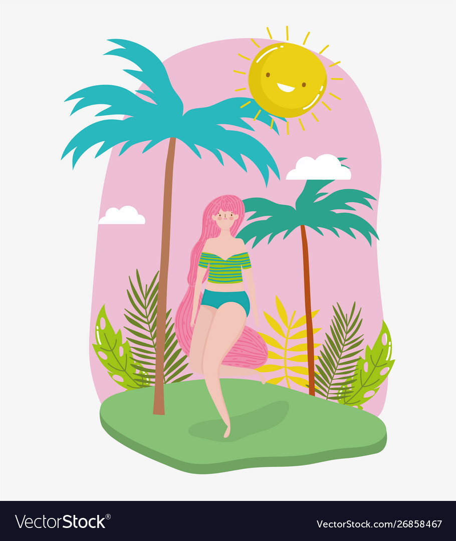 Frau hello Sommer Urlaub Design